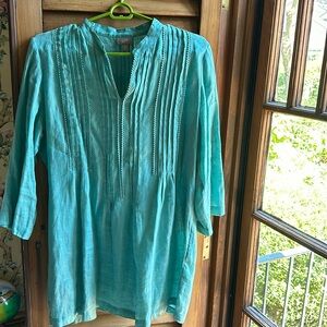 J Jill linen blouse size medium turquoises
